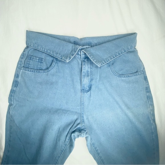 Fold Over Denim Jeans- Light Wash Size 27 - Picture 1 of 5